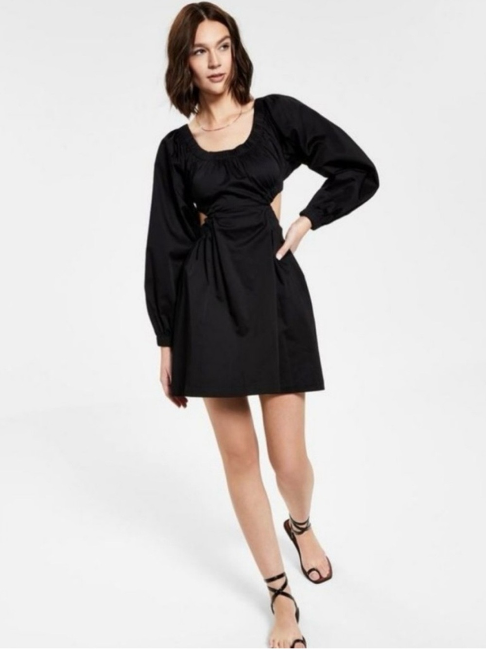 $118‎ NWT Nia Poplin Reversible Mini Dress Black Size Small Women’s Long Sleeve